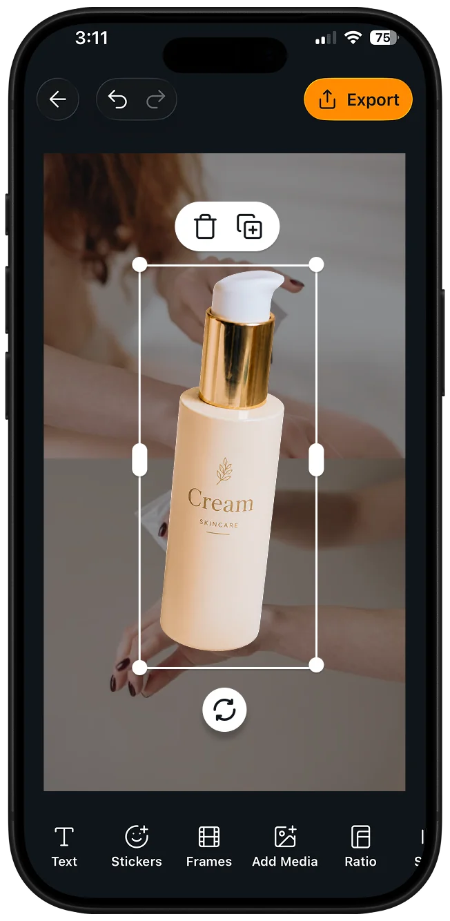 Removing a photo background with AI in the Zaps app