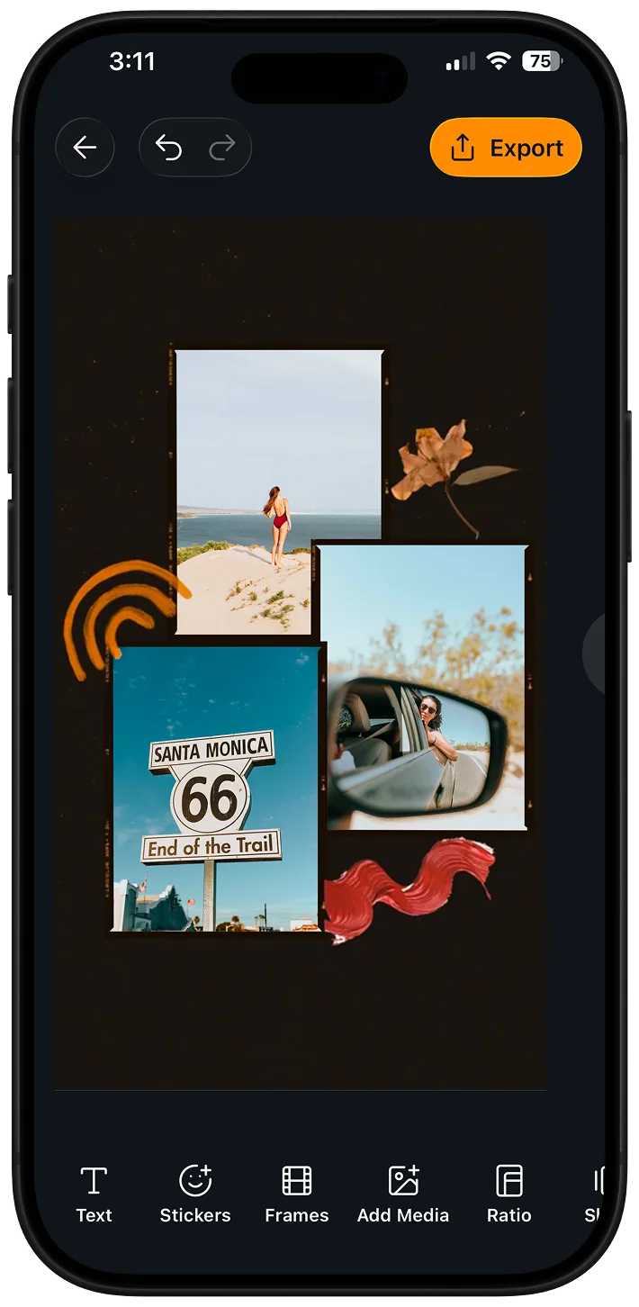 Adding text, stickers and frames to a design in the Zaps app
